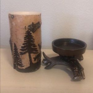 Rustic Candle & Holder